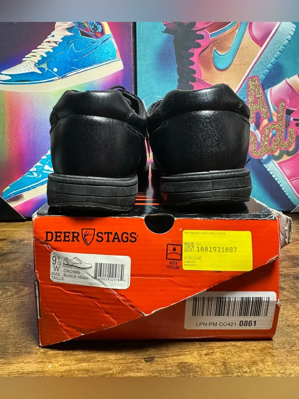 Deer Stags Men's Crown Black Slip-Resistant Dress Comfort Oxfords size 9.5 W